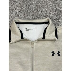 Under Armour Mens Quarter Zip Fleece Pullover Beige Heather Loose Fit Large NWOT